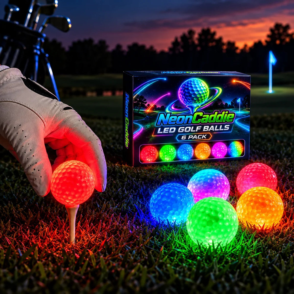 NightPar™ LED Glow Golf Balls – 6 Pack